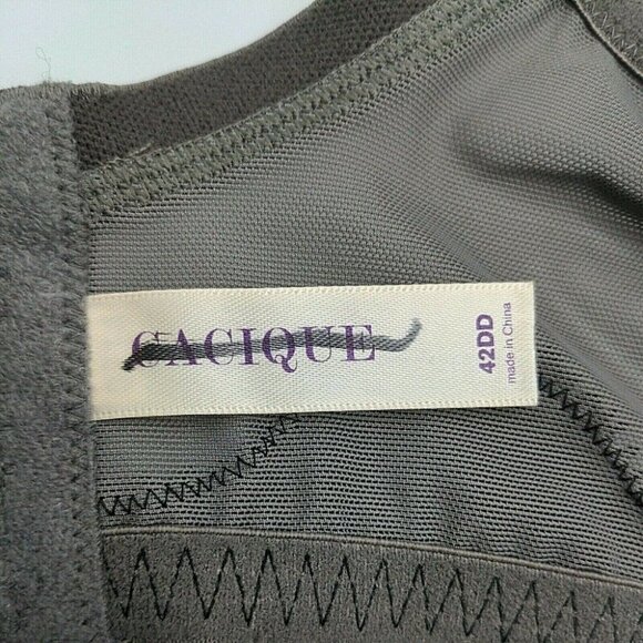 Cacique Lane Bryant Womens Bra Smooth Satin Full Coverage w/ Lace 42DD Gray - Picture 3 of 10